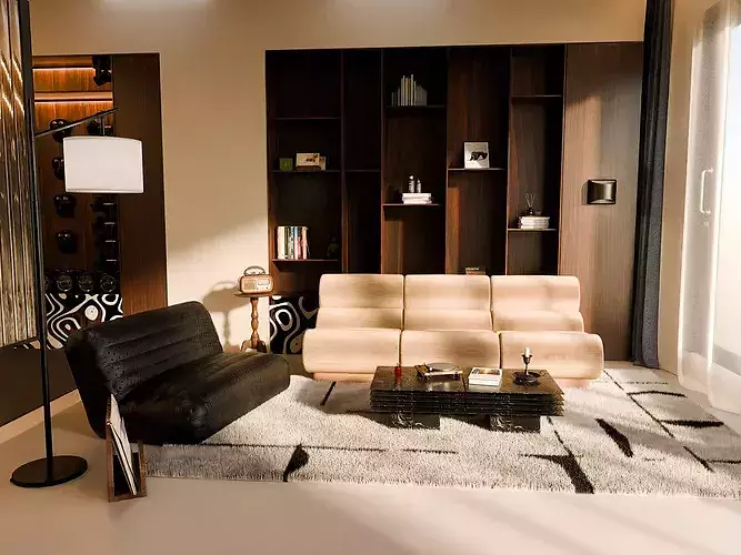 Modern Living Room and Gym Interior Scene - Render Ready 3D model