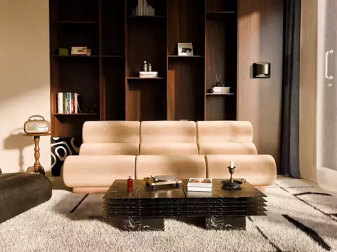Modern Living Room and Gym Interior Scene - Render Ready 3D model 2