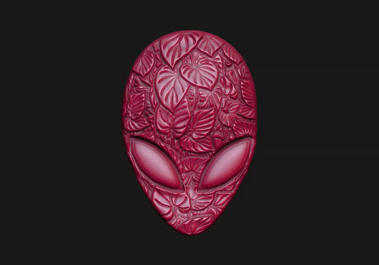 alien mask leaves carving burgundy 3d-model sculpture 3D print model