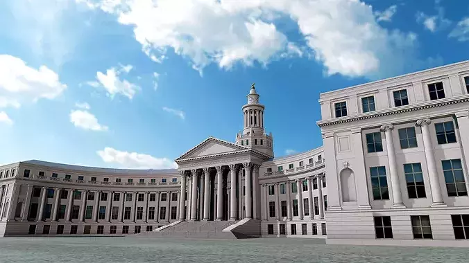 Denver City Hall  Game Ready Architecture 3D Model  Low-poly 3D model 5