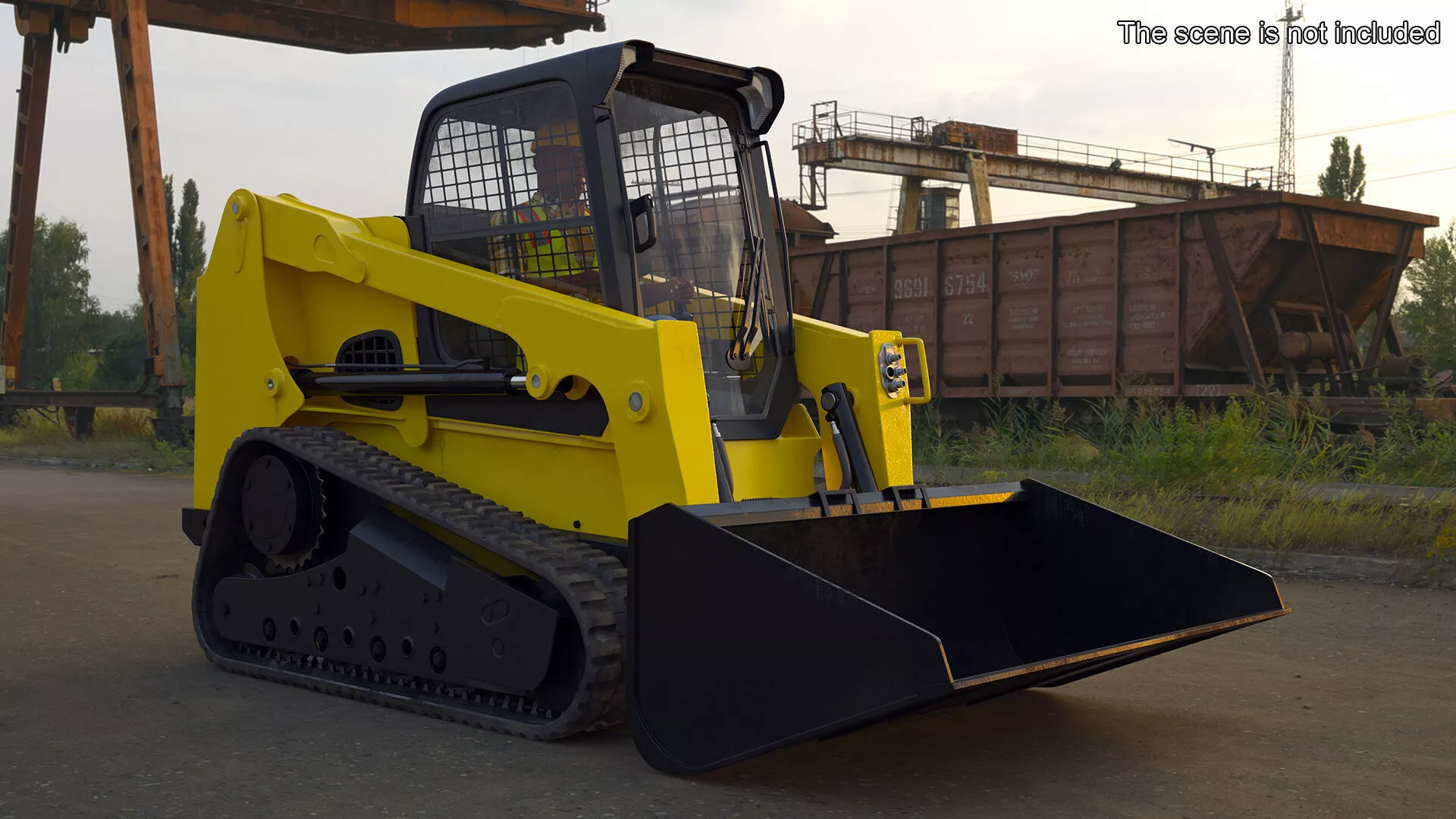 Skid Steer or Compact Track Loader with Operator Rigged for Maya 3D model