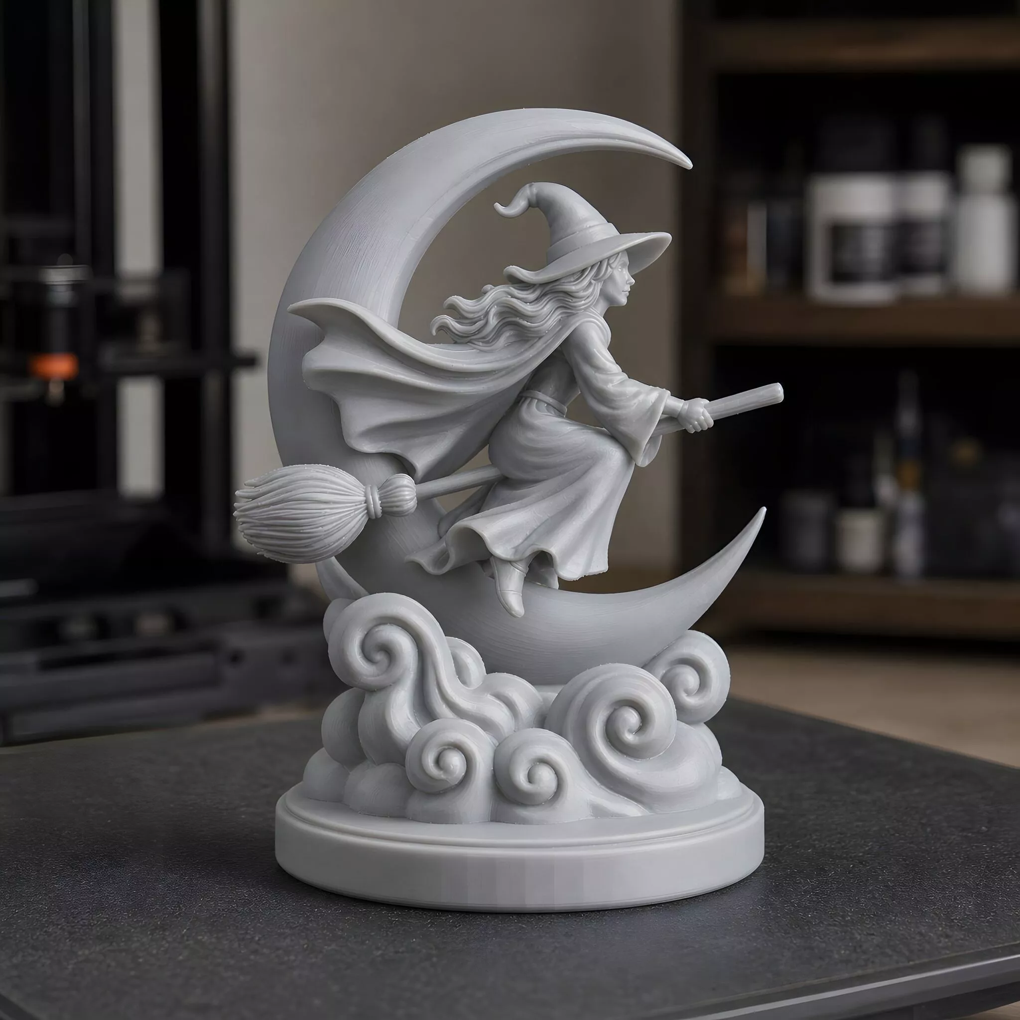 Flying Witch on the Moon 3D Print Model 3D print model
