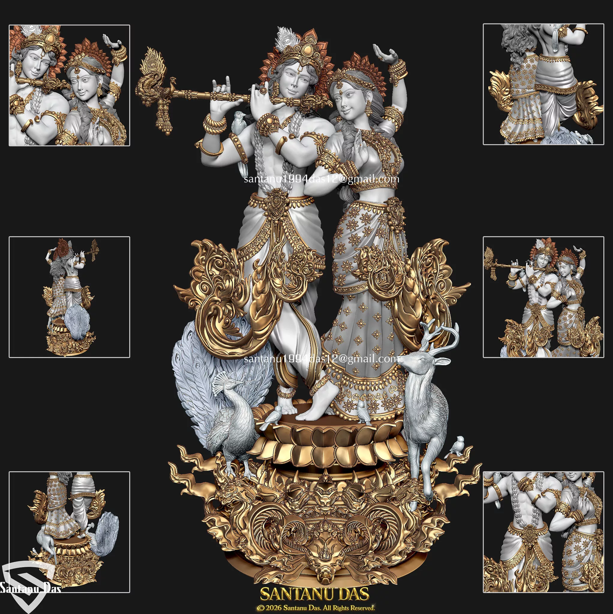 Radha Krishna with Animal Disk 3D print model
