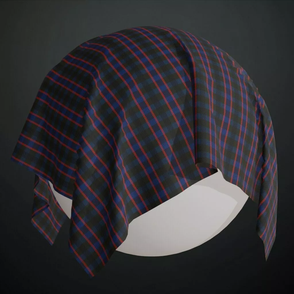 Dark Fabric Tartan Plaid Cloth PBR Material Seamless Texture