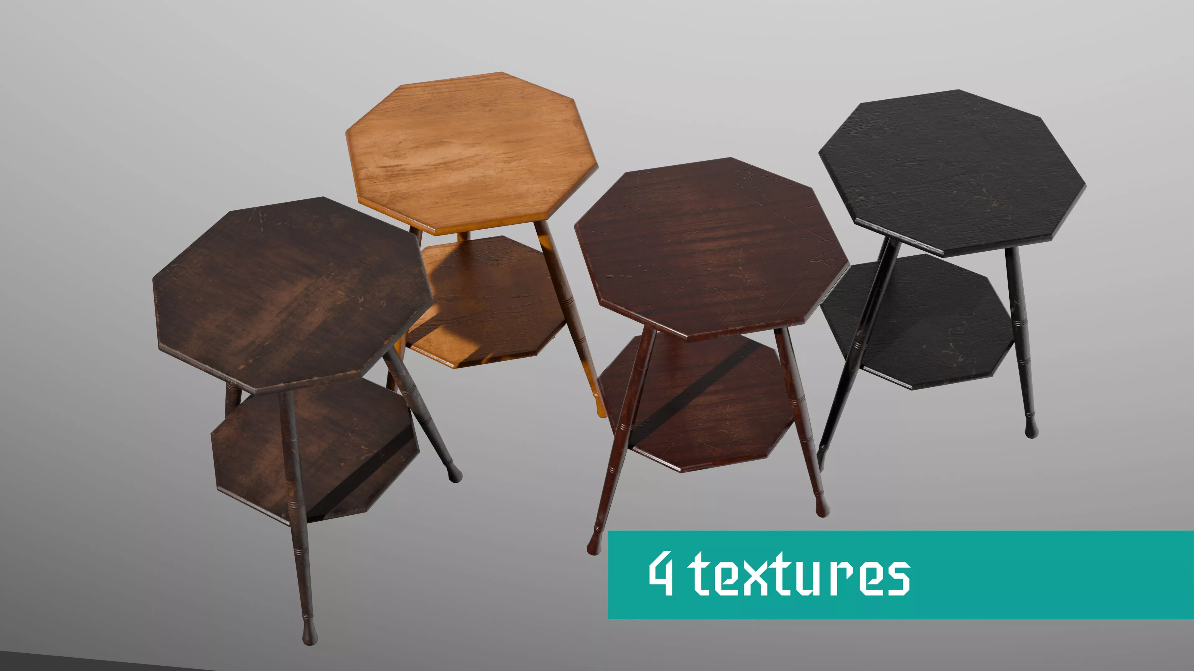 Victorian Spindle-Leg Tea Table 4 Textures Low-poly 3D model