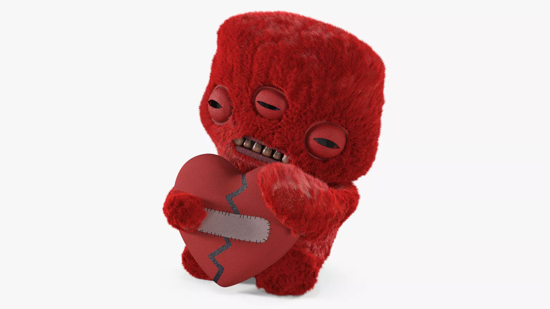 Fuggler Alien Love Fugg Plush Red Fur Rigged 3D model