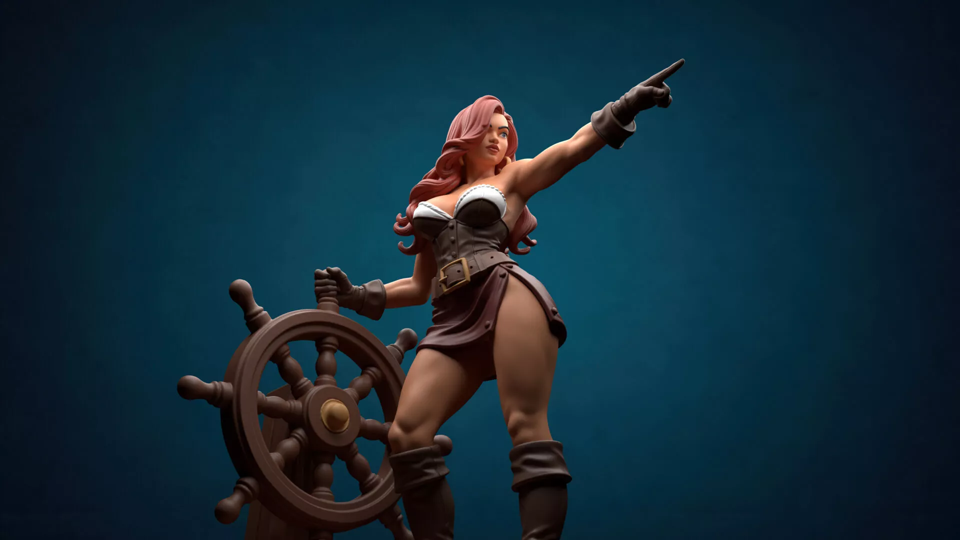 Pirate Captain Woman Figure 3D Printable Model 3D print model