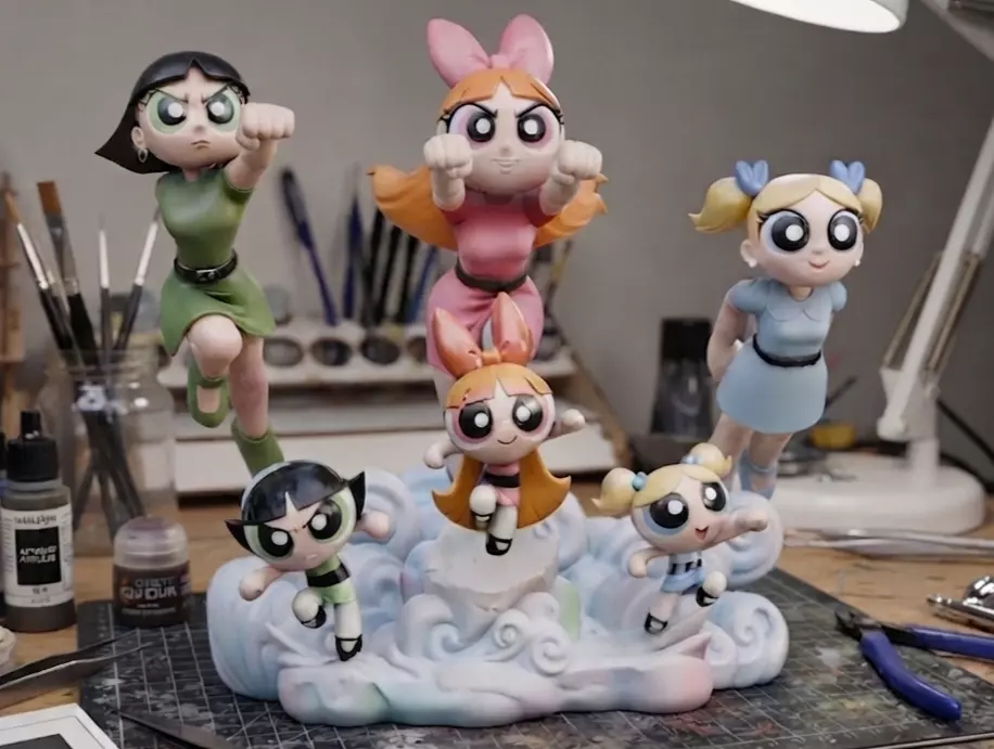 Powerpuff Girls Diorama - Classic and All Grown-Up 3D print model