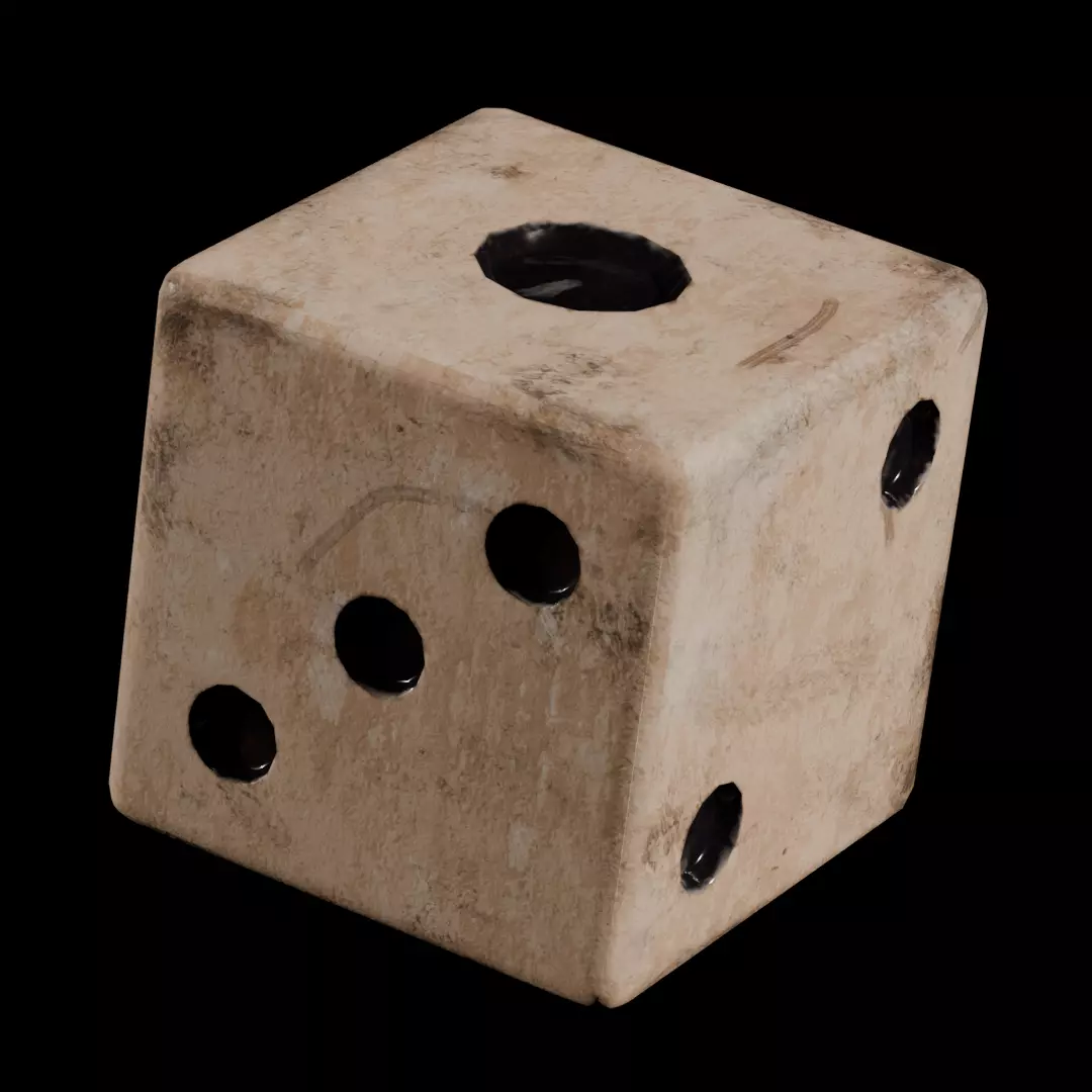 Old Weathered Bone Dice - Game-Ready - Low Poly PBR 3D Model Low-poly 3D model