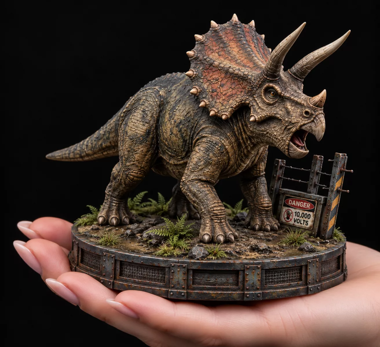 Prehistoric Triceratops Dinosaur Three Horned Herbivore Diorama 3D print model