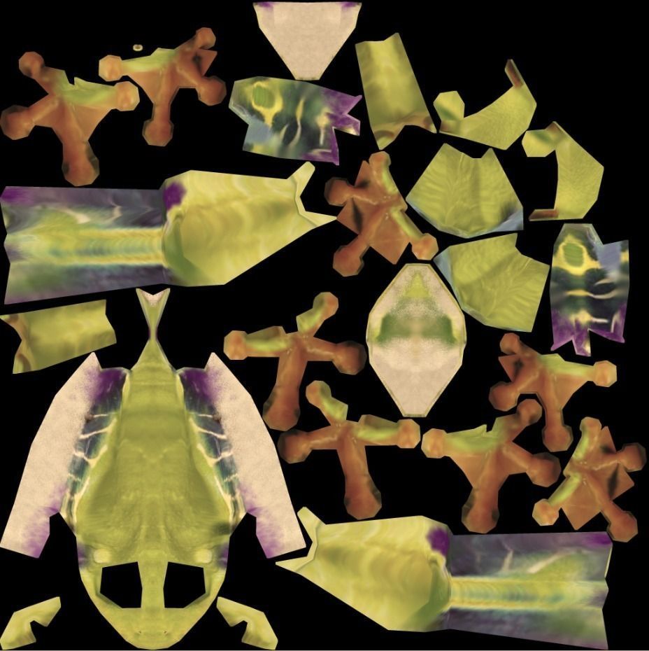 Frog Riged Textuerd Low poly Uv unvraped Animated Low-poly 3D model_10