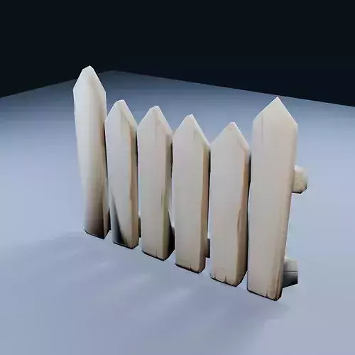 Wooden Fence Section Low Poly PBR Game Asset