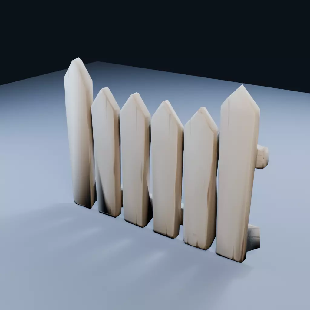 Wooden Fence Section Low Poly PBR Game Asset Low-poly 3D model