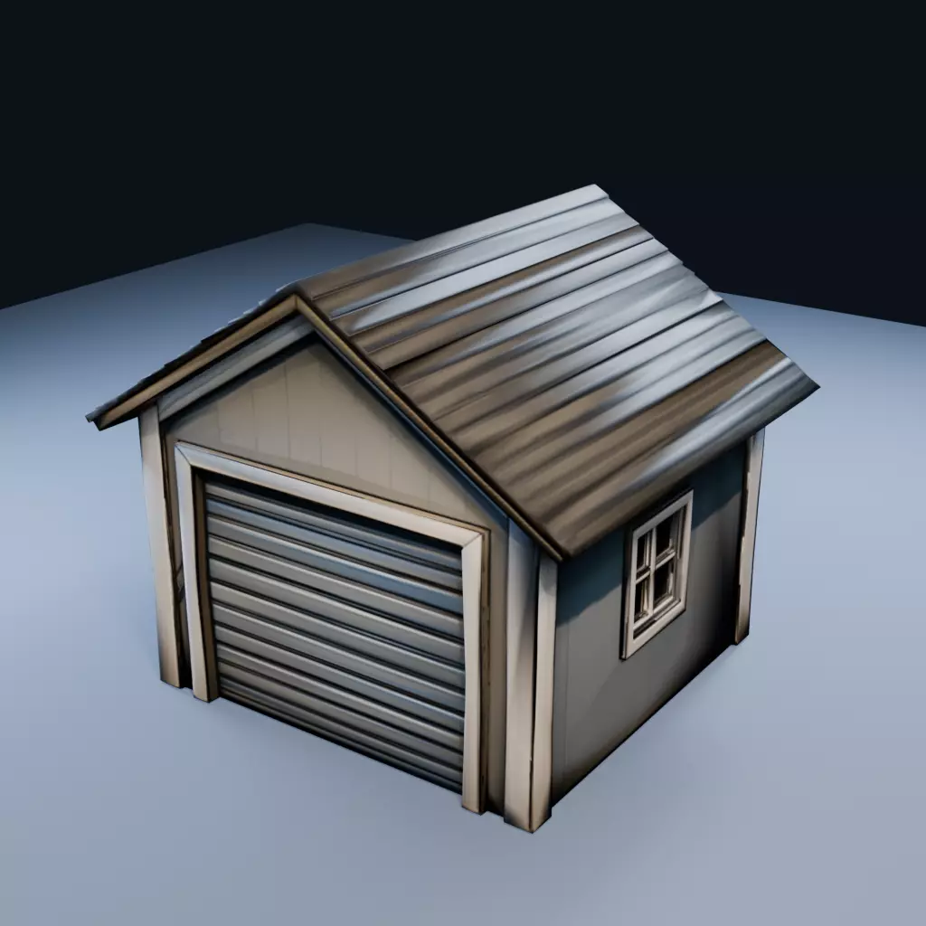 Detached Garage Low Poly PBR Game Asset Low-poly 3D model