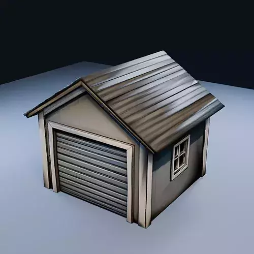 Detached Garage Low Poly PBR Game Asset