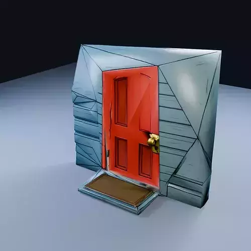 Suburban Door Wall Panel Low Poly PBR Game Asset