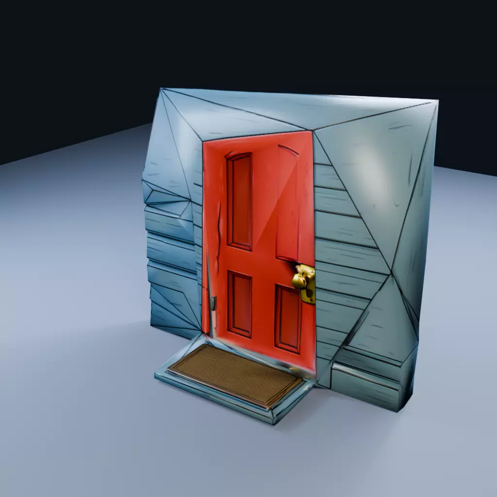 Suburban Door Wall Panel Low Poly PBR Game Asset Low-poly 3D model