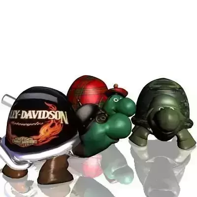 3 turtles harley davidson Low-poly 3D model