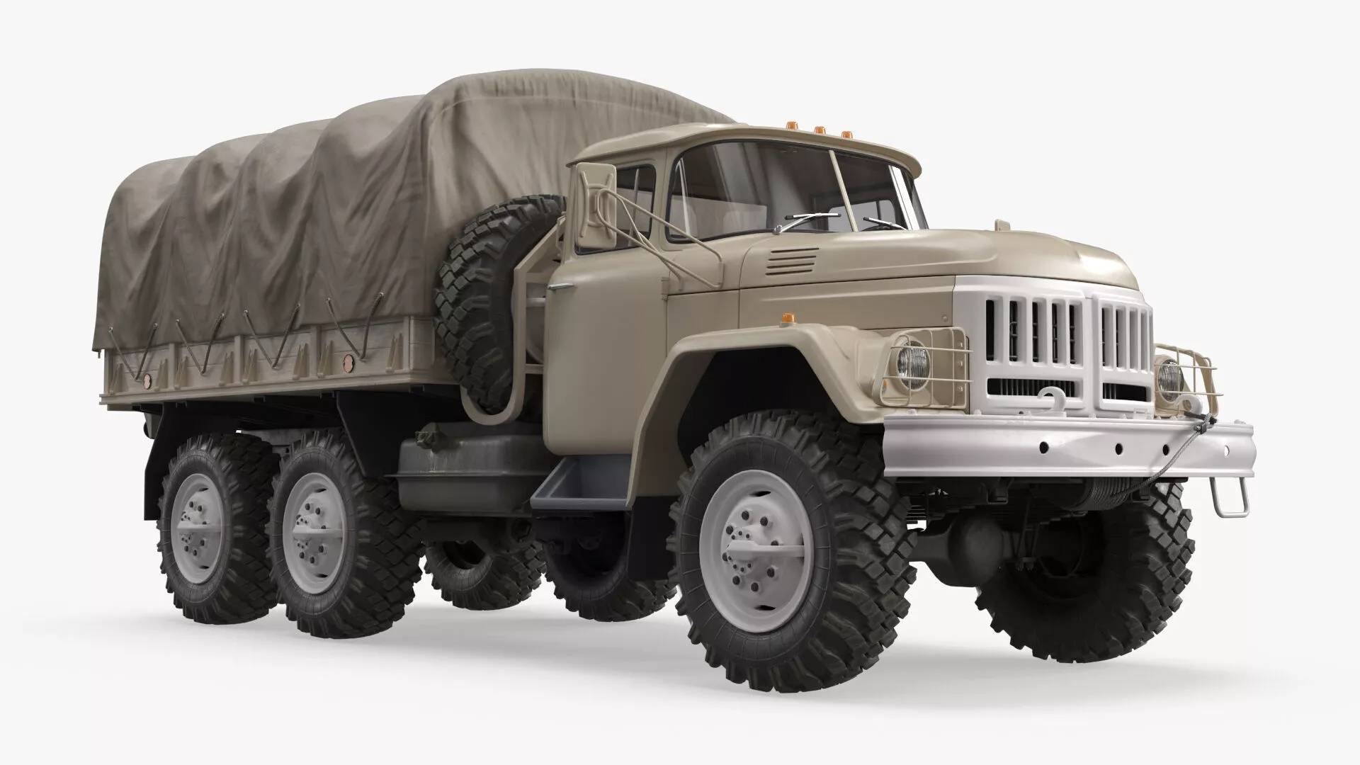 Field Supply Truck with Canvas Cargo Compartment Rigged 3D model
