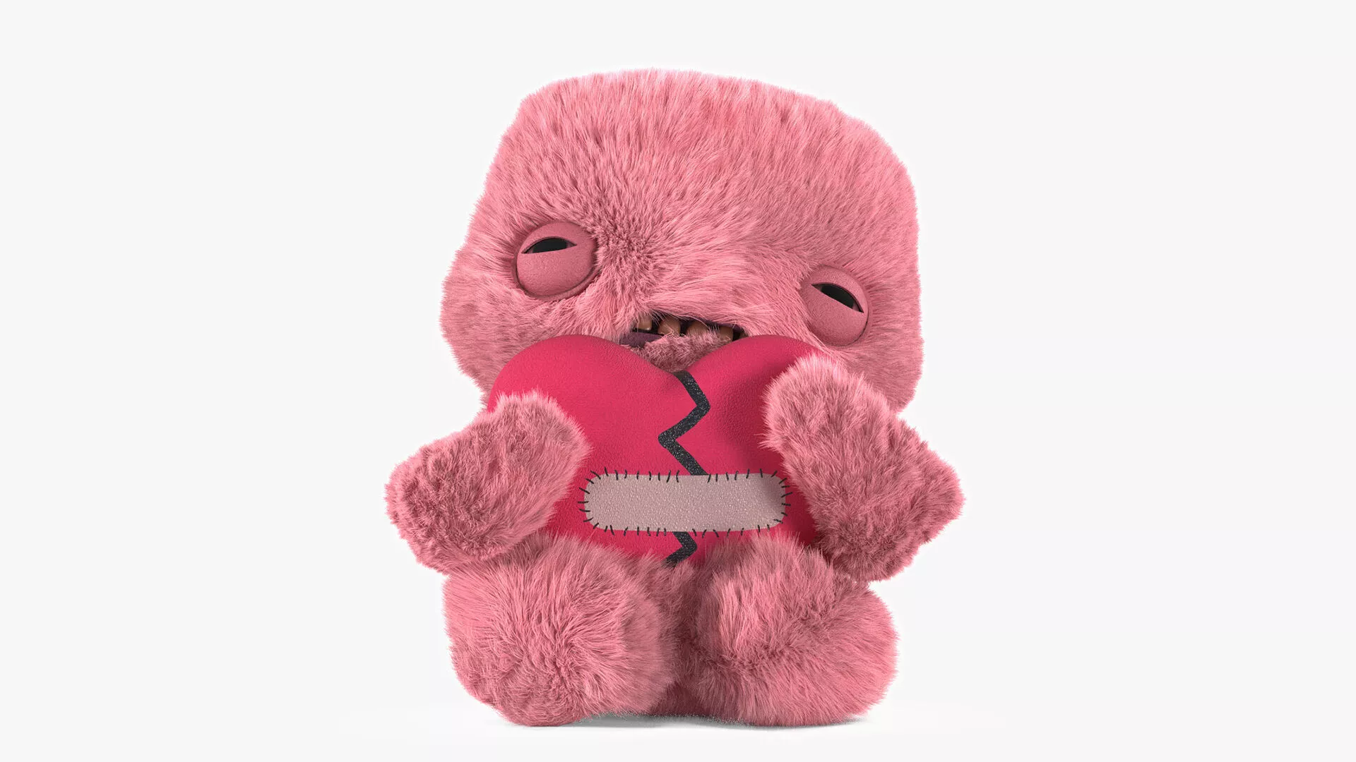 Fuggler Annoyed Alien Plush Pink Fur Rigged 3D model