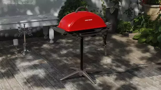 George Foreman Electric Grill with Stand Red 3D model 2