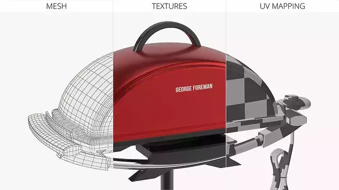 George Foreman Electric Grill with Stand Red 3D model 7