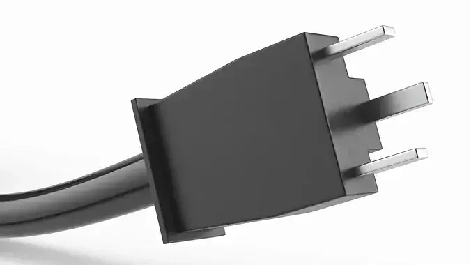 Flexible Three Plug Cord 3D model 4