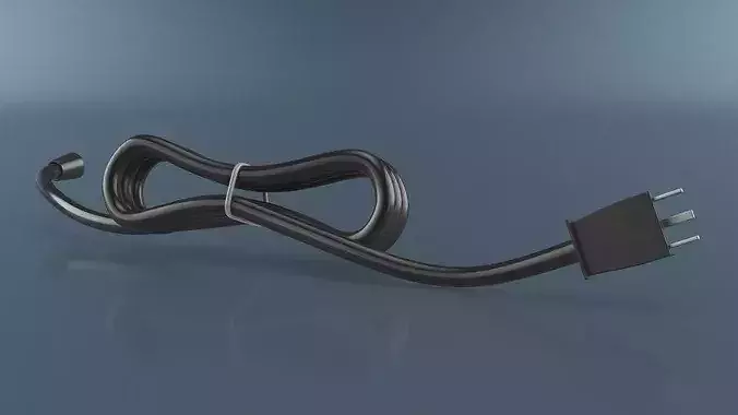 Flexible Three Plug Cord 3D model 2