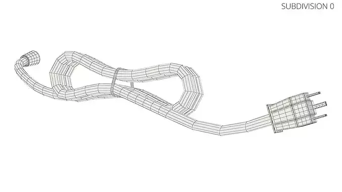 Flexible Three Plug Cord 3D model 7