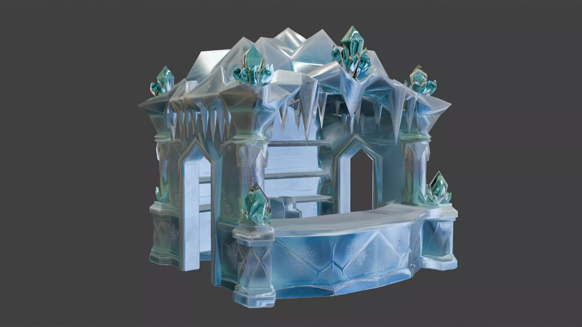 Cartoon Fantasy Ice Crystal Market Stall Low-poly 3D model