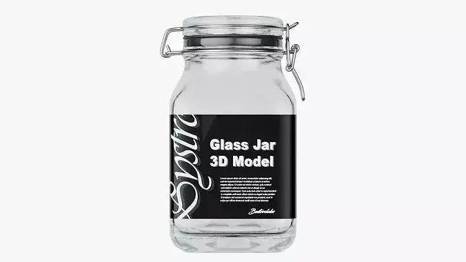 Square Glass Jar 3D model 2