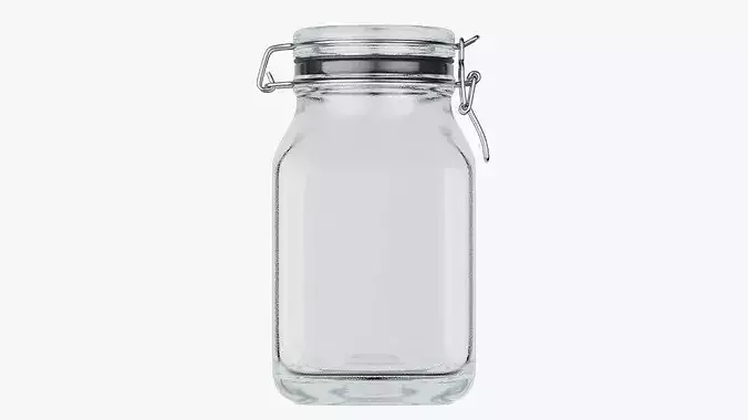 Square Glass Jar 3D model 3