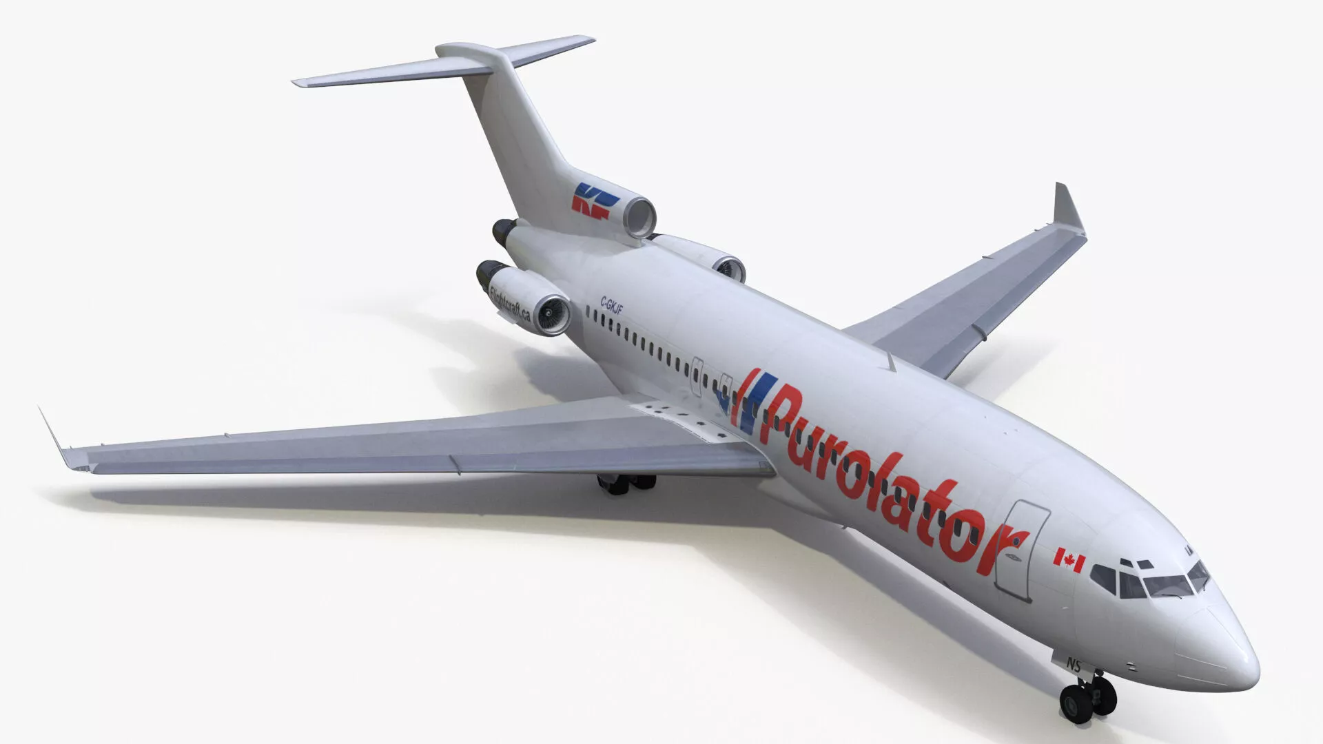 Boeing 727-100 Purolator Rigged for Maya 3D model