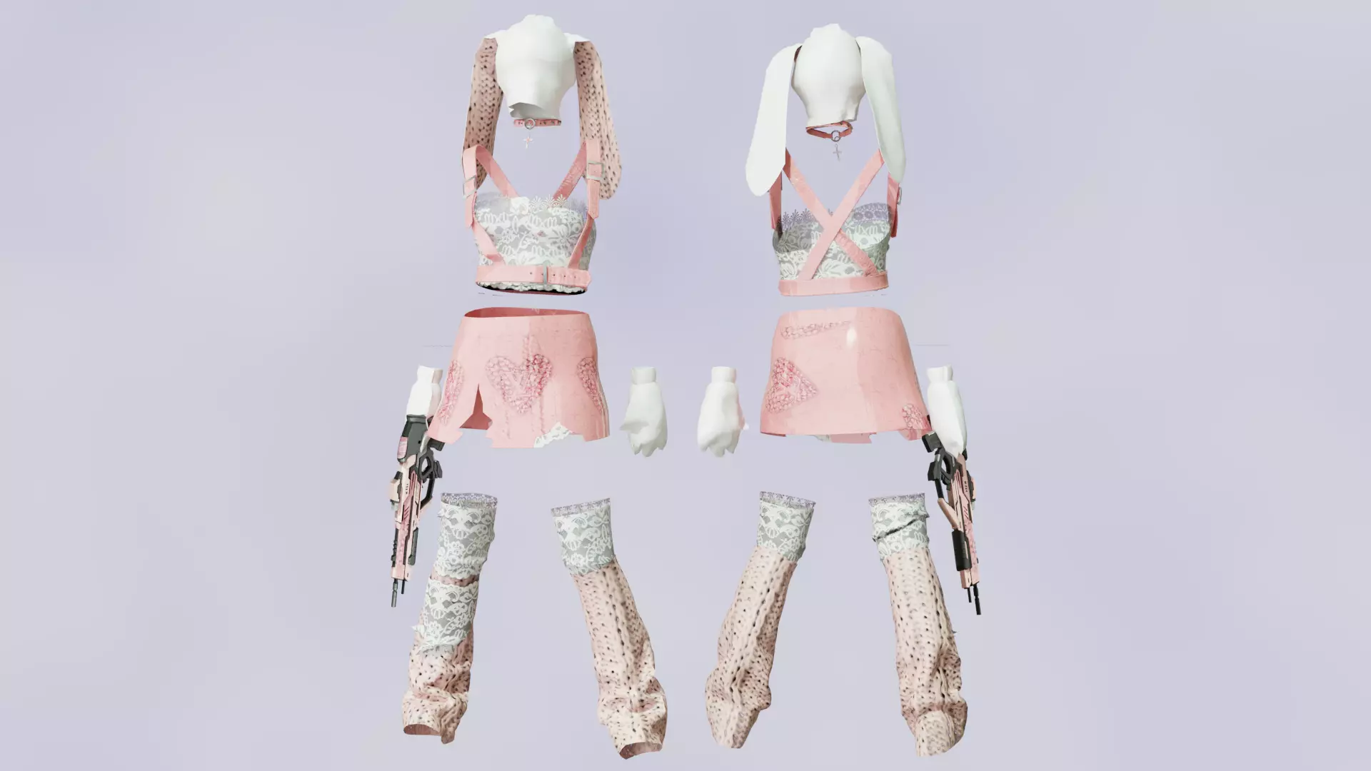 Bunny Girl Tactical Outfit with Lace Skirt 3D model
