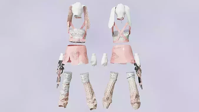 Bunny Girl Tactical Outfit with Lace Skirt 