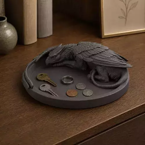 Print Ready Sleeping Griffin Desk Tray 004