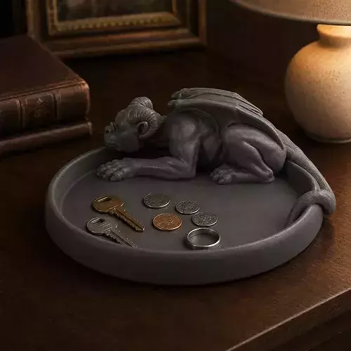 Print Ready Perched Gargoyle Desk Tray 003