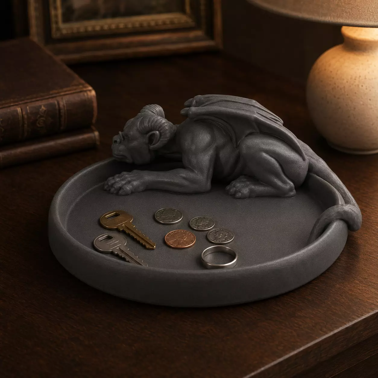 Print Ready Perched Gargoyle Desk Tray 003 3D print model