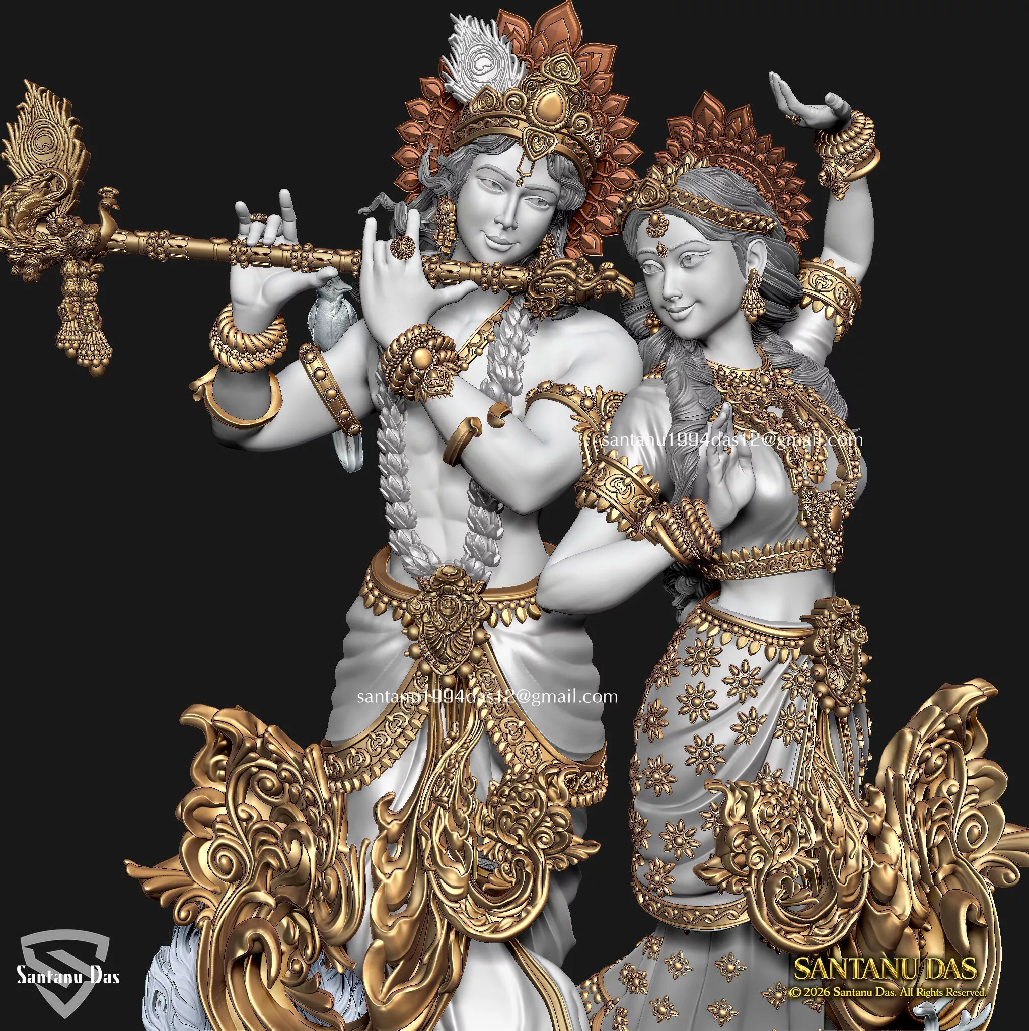 Radha Krishna with Animal Disk U 3D print model