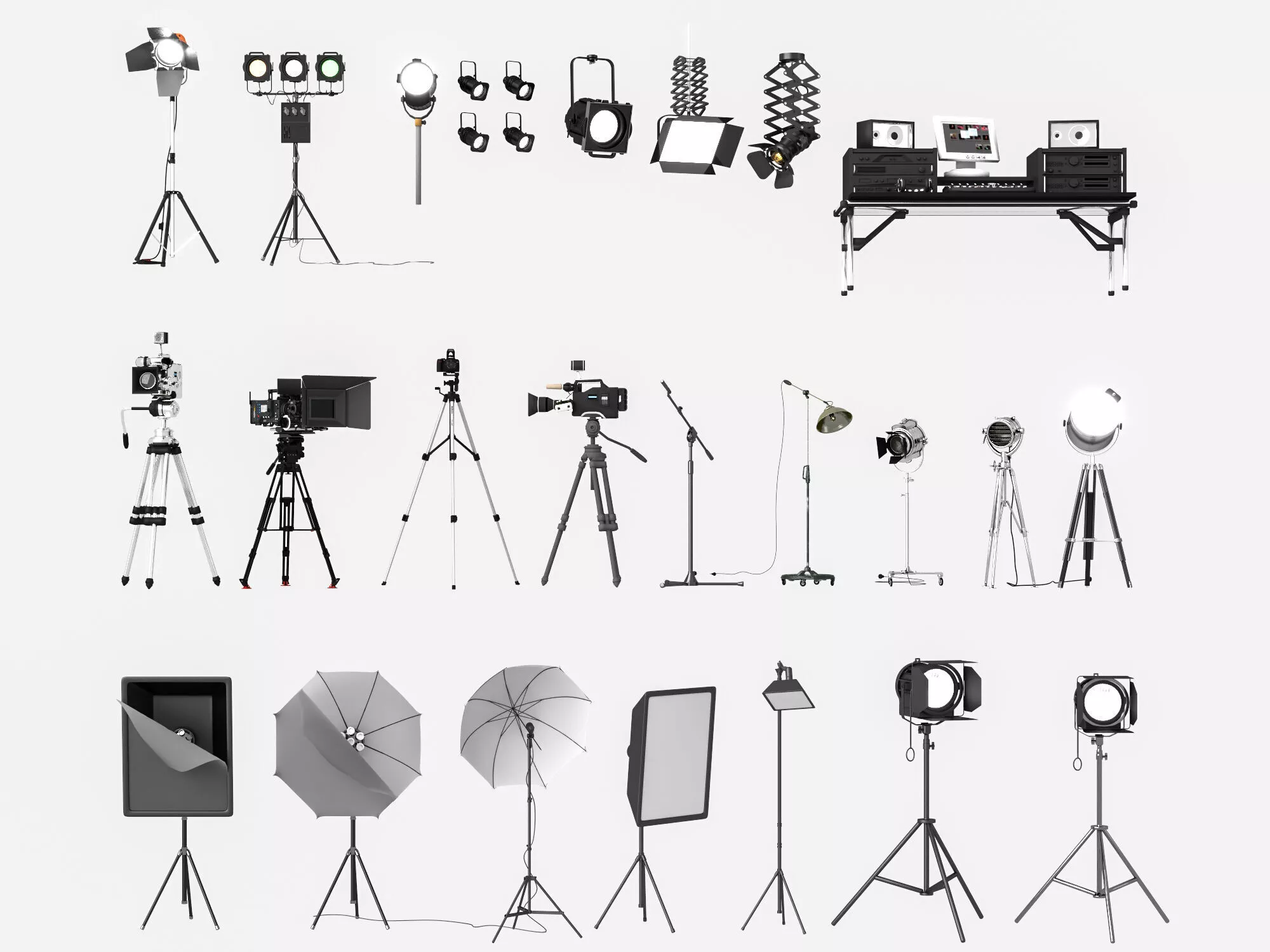 Studio Camera Lighting Equipment Pack 3D model