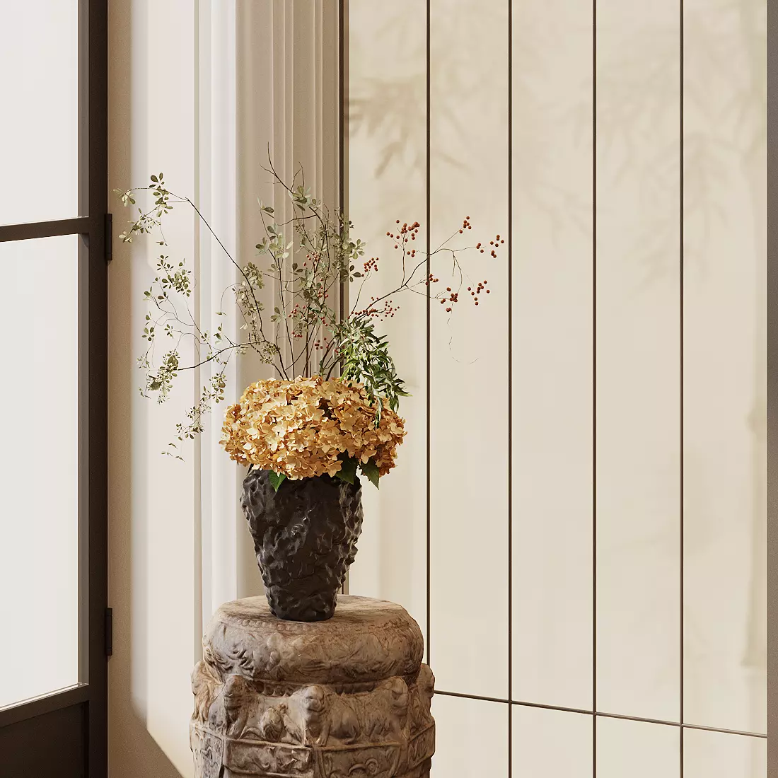 Wabi - sabi - style dried flower arrangement 3D model