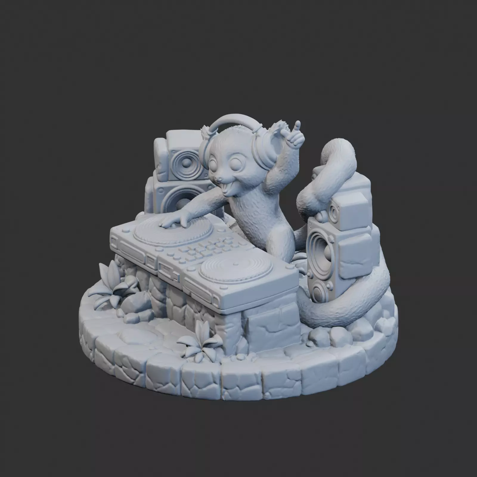 Lemur DJ Sculpture 3D print model