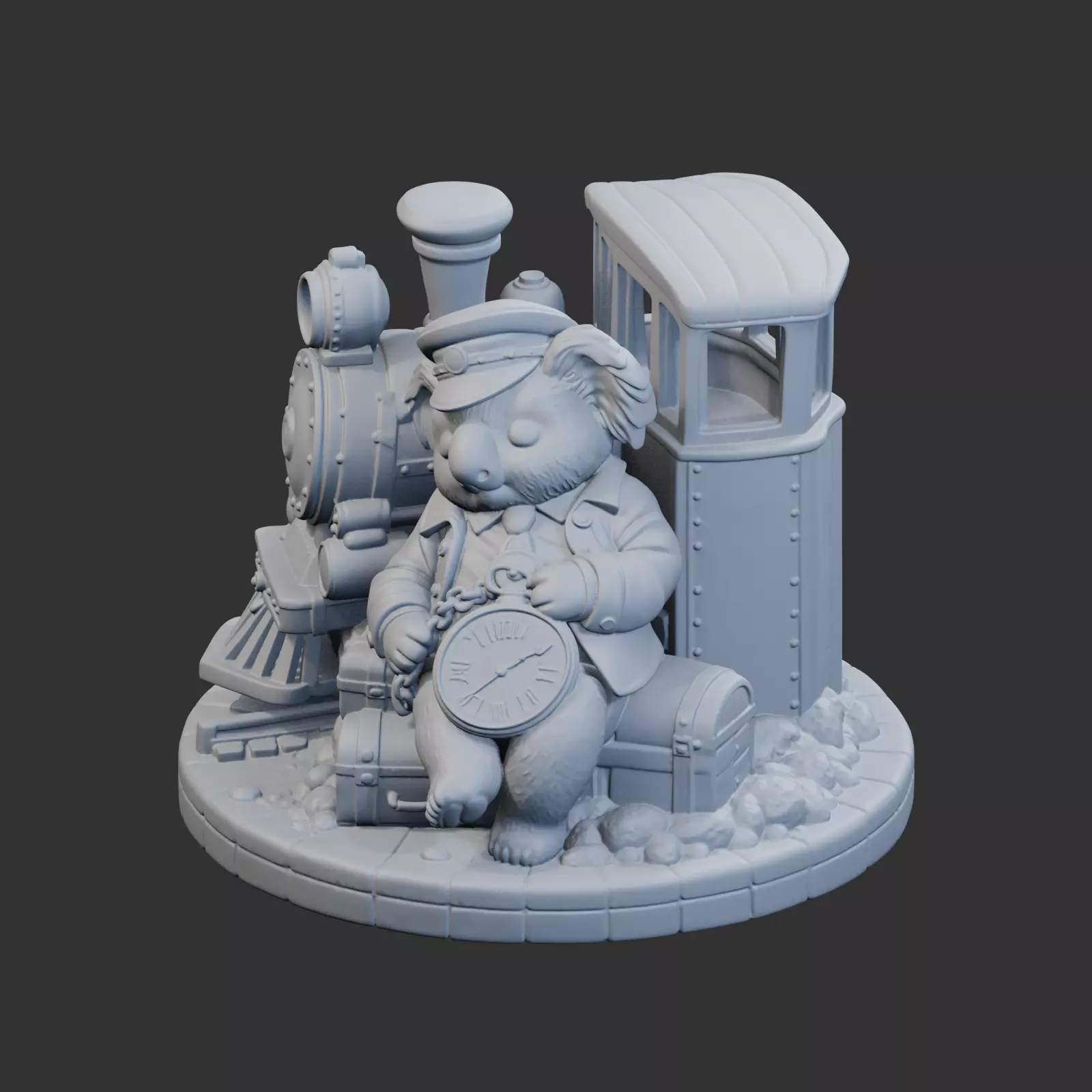 Koala Train Conductor Sculpture 3D print model