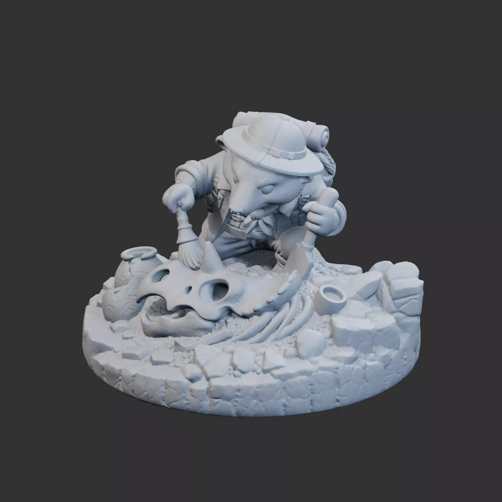 Badger Archaeologist Sculpture 3D print model