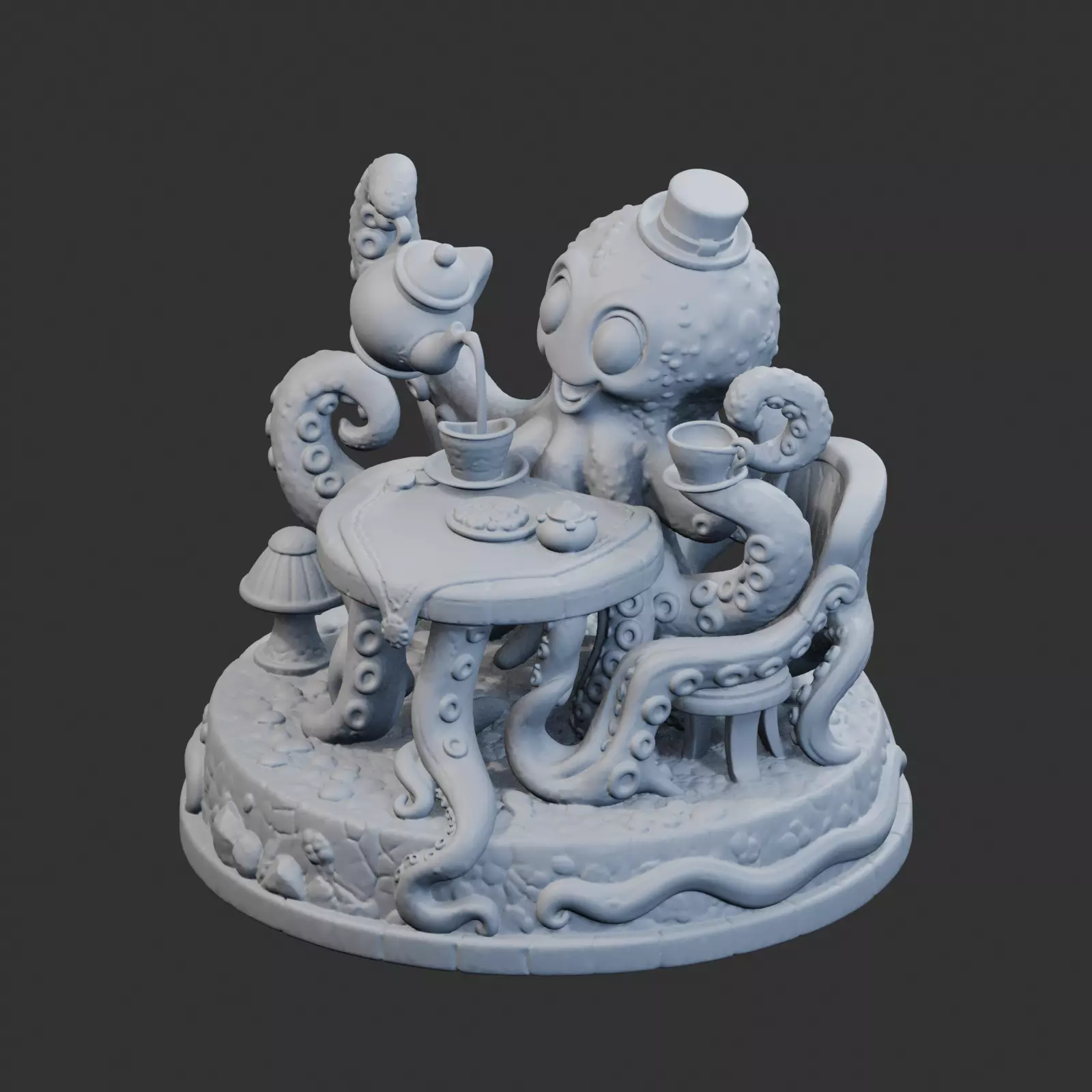 Octopus Tea Party Sculpture 3D print model