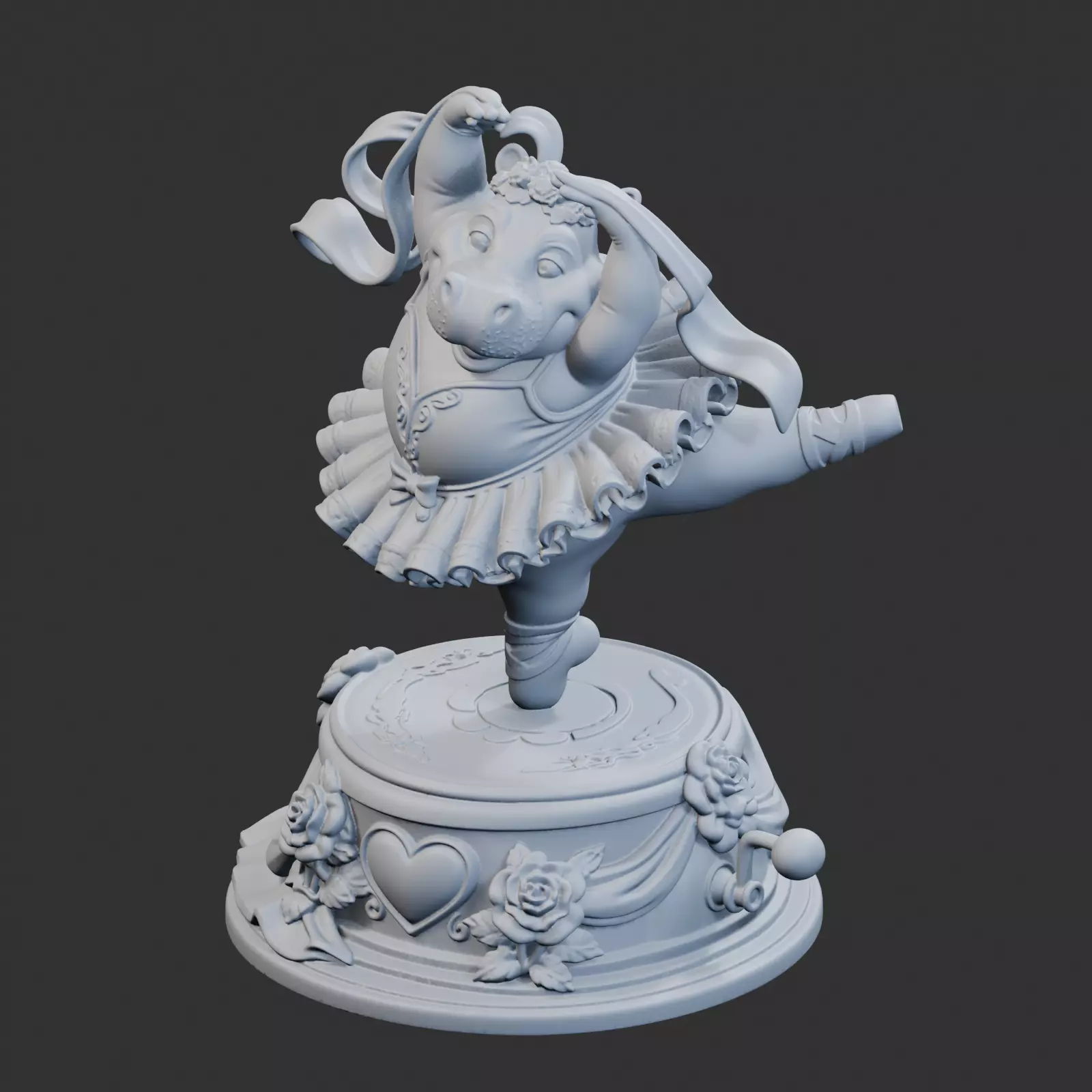 Hippo Ballet Dancer Sculpture 3D print model