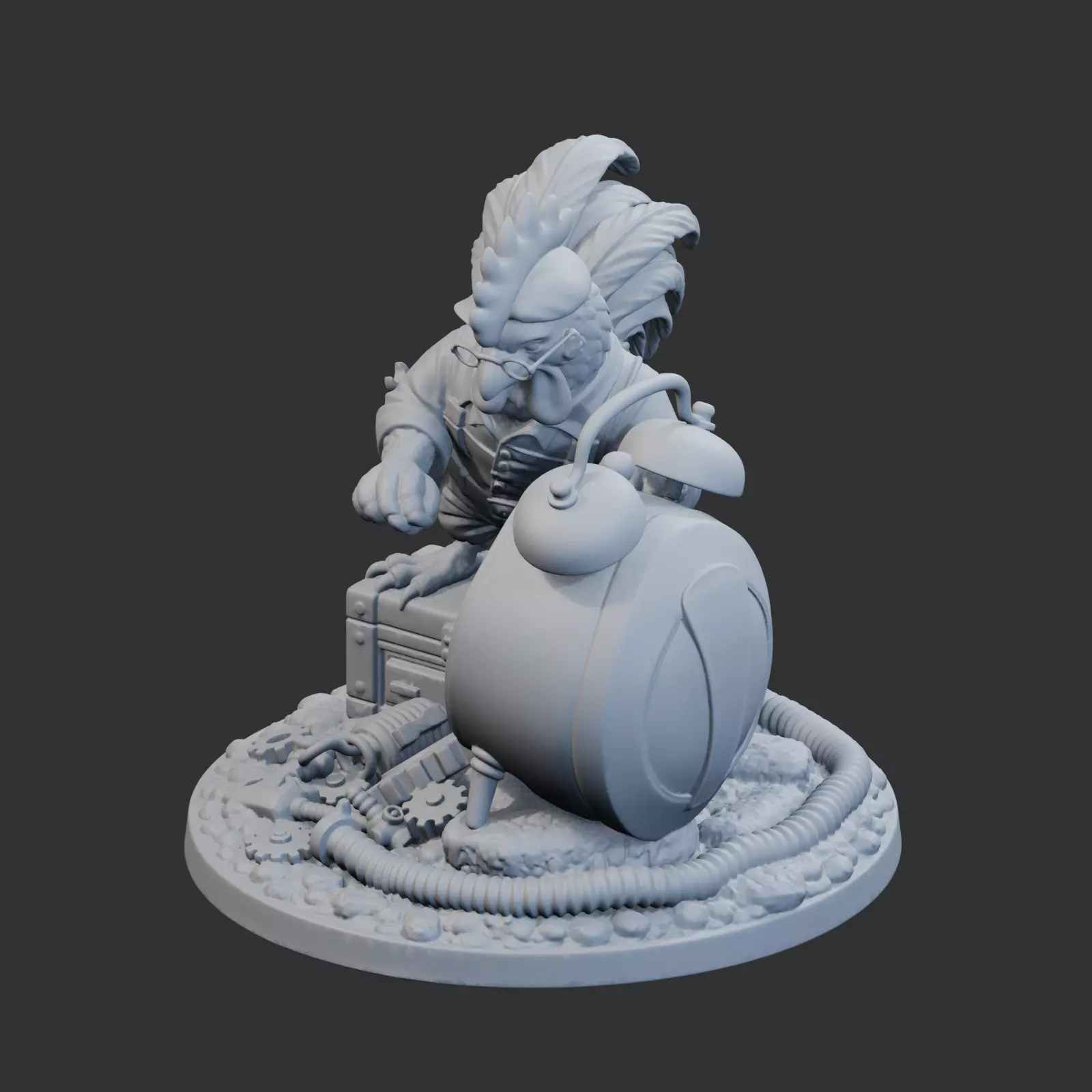 Rooster Clock Repairman Sculpture 3D print model