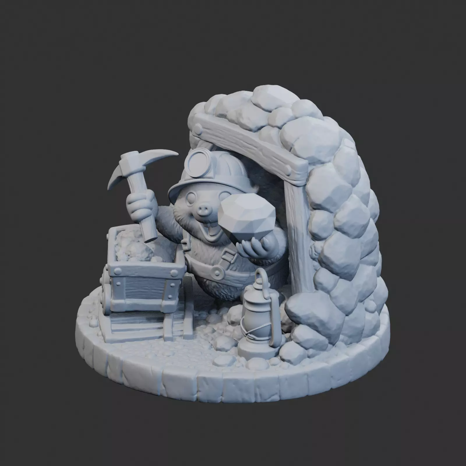 Mole Treasure Miner Sculpture 3D print model