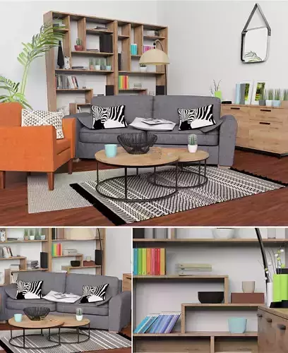 Bronx living room with furniture and bookshelves