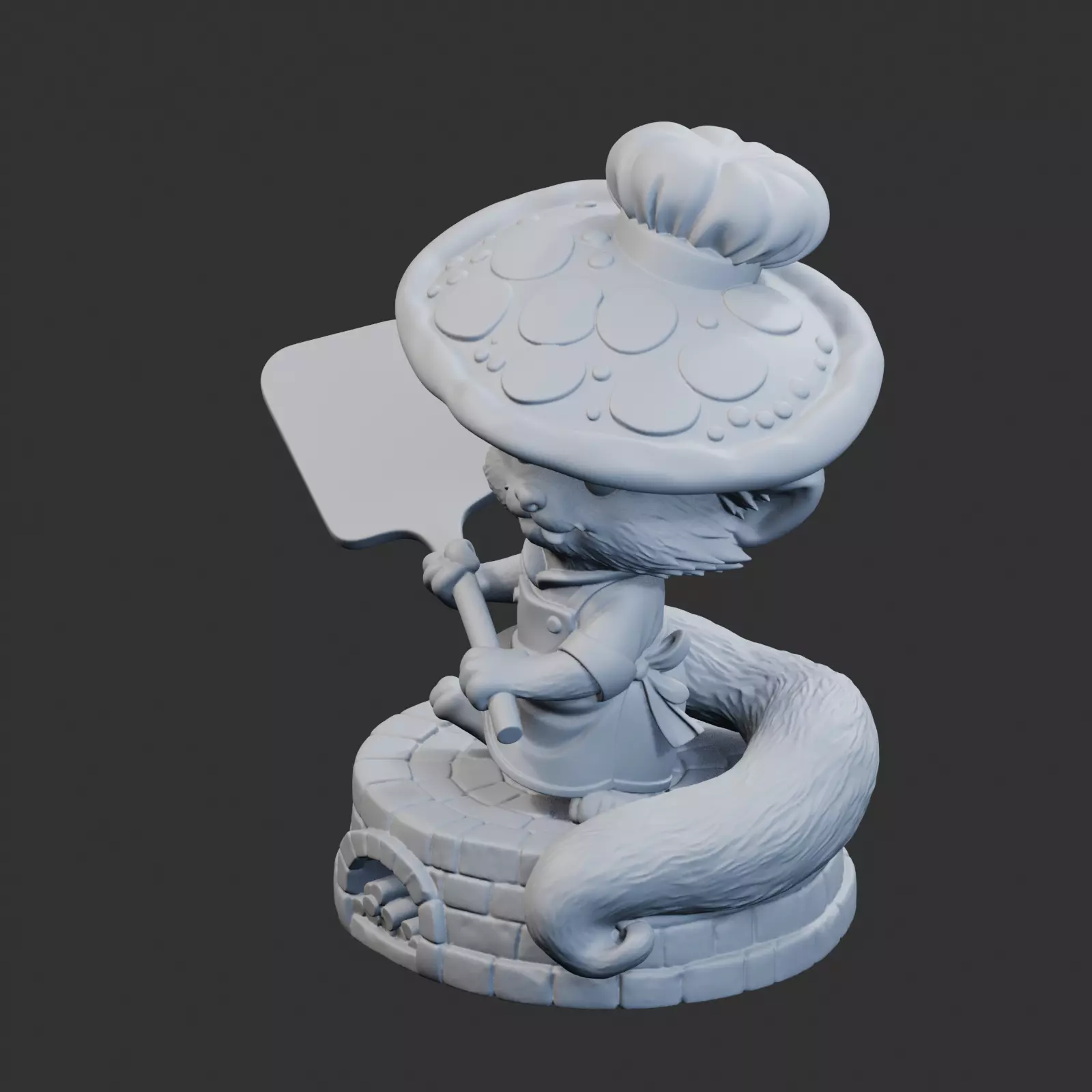 Fox Pizza Chef Sculpture 3D print model